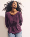 Sabrina Twist Front Stretch Cupro Blouse - Potion Purple