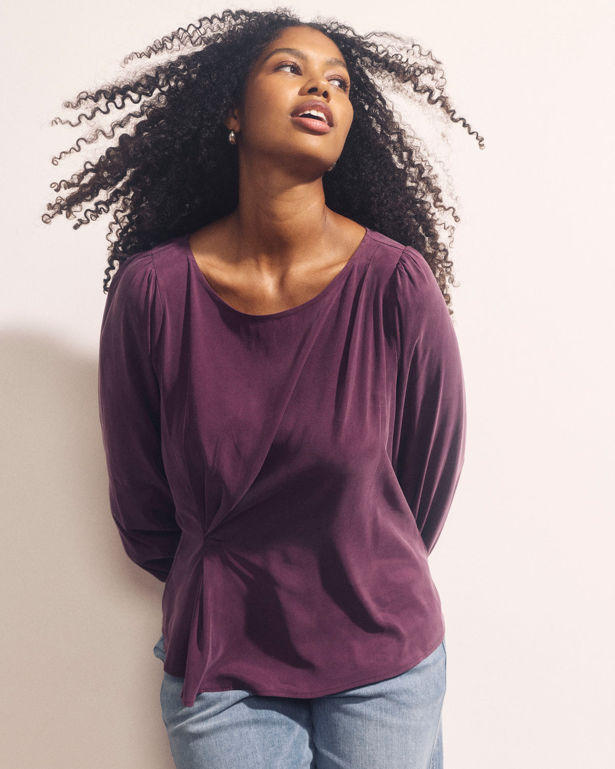 Sabrina Twist Front Stretch Cupro Blouse - Potion Purple
