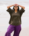 Elio V-Neck Linen Blend Top - Camo | Plus Size & Straight Size Women's Fashion | Universal Standard