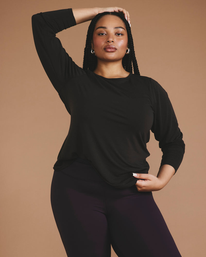 Mia Long Sleeve Movement Tee - Deep Brown | Plus Size & Straight Size Women's Fashion | Universal Standard