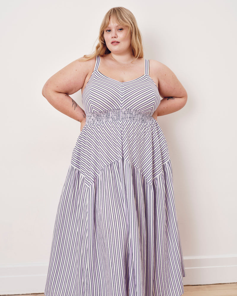 Ruby Smocked Linen Blend Sundress - Lilac Stripe Print | Plus Size & Straight Size Women's Fashion | Universal Standard