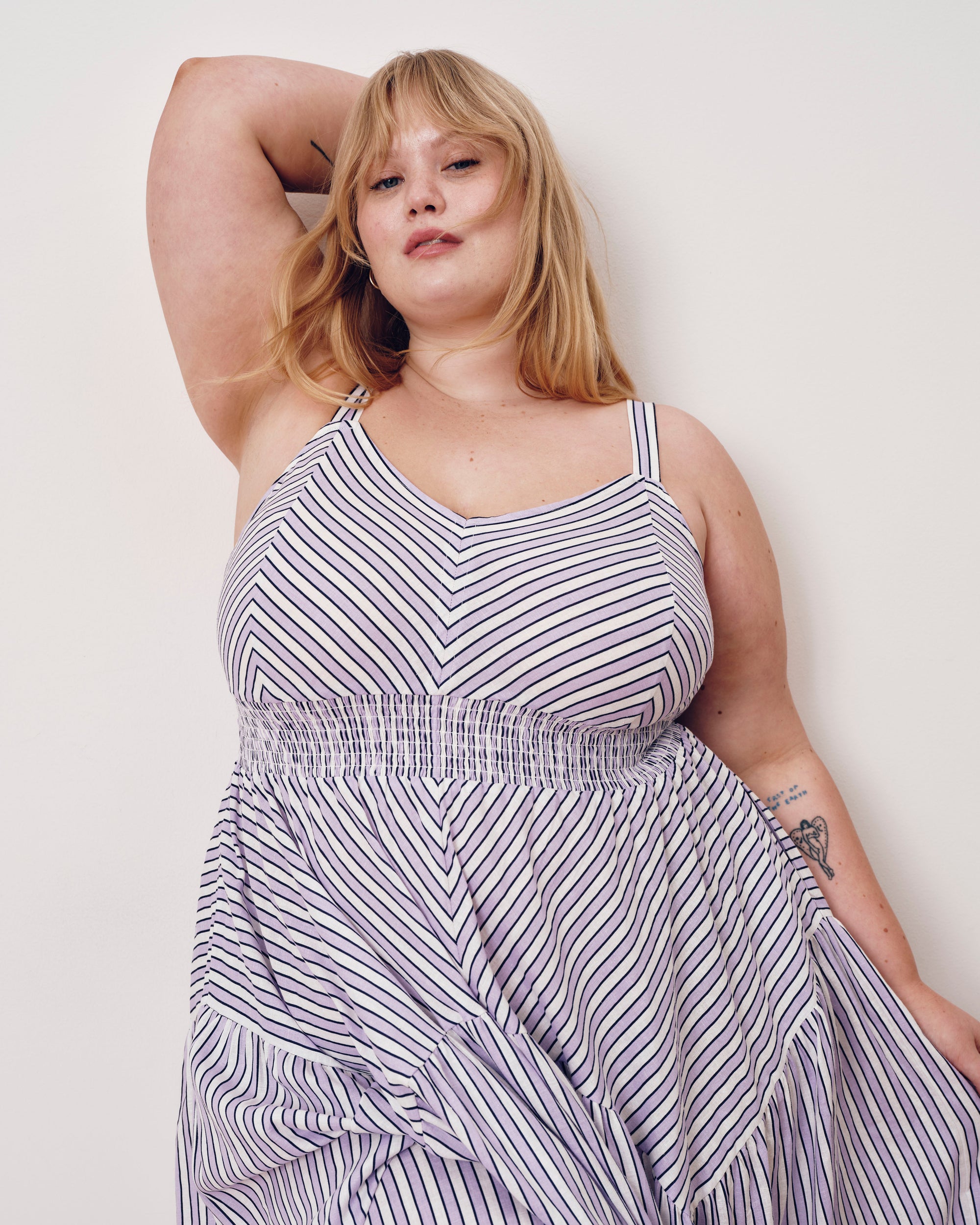 Ruby Smocked Linen Blend Sundress - Lilac Stripe Print | Plus Size & Straight Size Women's Fashion | Universal Standard
