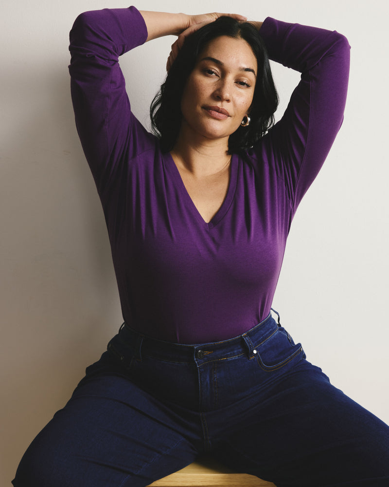 Long Sleeve V Rex - Grape