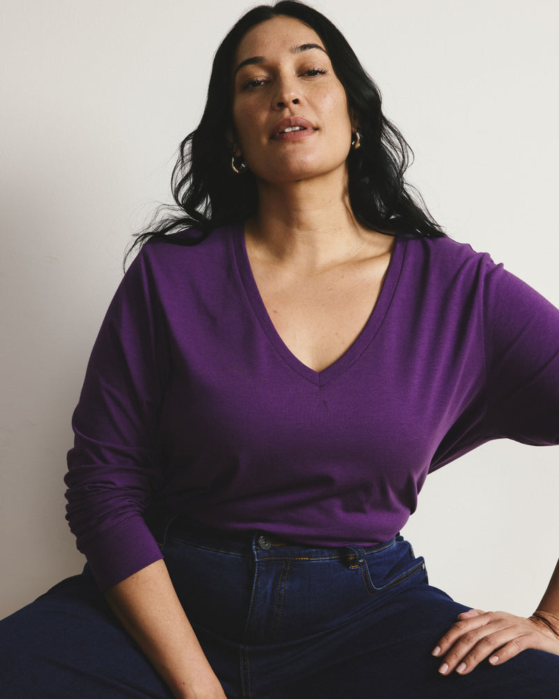 Long Sleeve V Rex - Grape