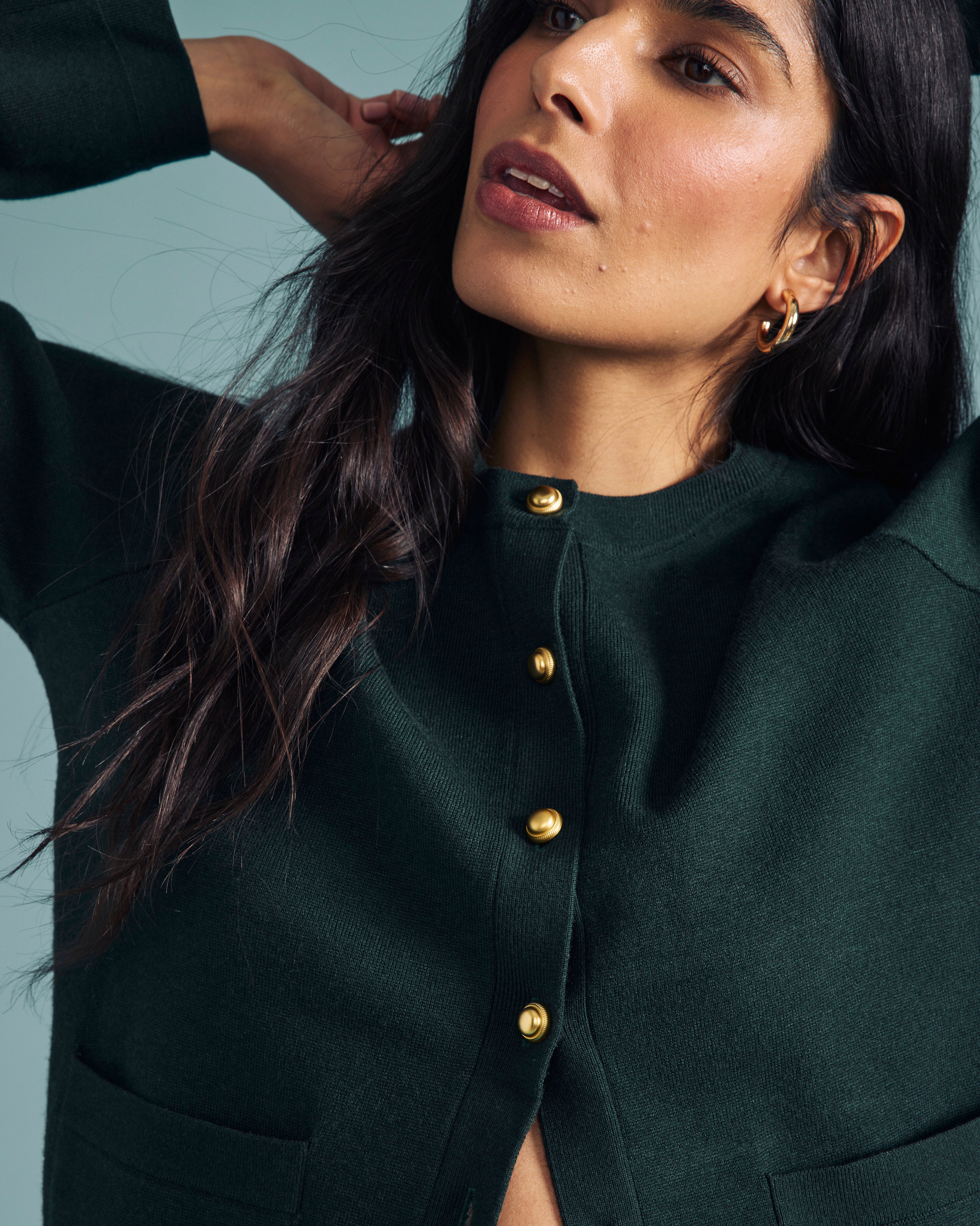 Gabrielle Button-Front Cardigan - Forest Green – Universal Standard