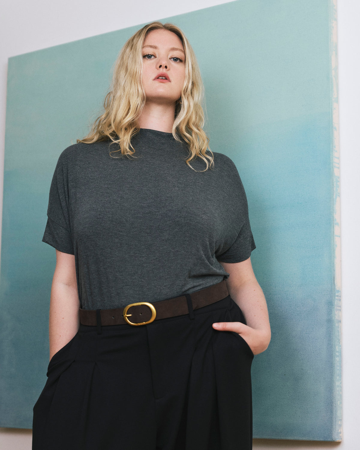 Petra Liquid Jersey Top - Dark Gray Heather | Plus Size & Straight Size Women's Fashion | Universal Standard