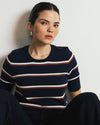 Savvy Fine Knit Sweater Top - Navy with Double Stripe | Plus Size & Straight Size Women's Fashion | Universal Standard