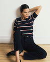 Savvy Fine Knit Sweater Top - Navy with Double Stripe | Plus Size & Straight Size Women's Fashion | Universal Standard