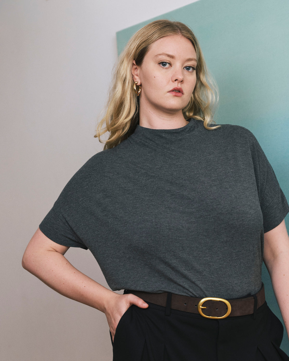 Petra Liquid Jersey Top - Dark Gray Heather | Plus Size & Straight Size Women's Fashion | Universal Standard