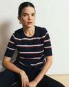Savvy Fine Knit Sweater Top - Navy with Double Stripe | Plus Size & Straight Size Women's Fashion | Universal Standard