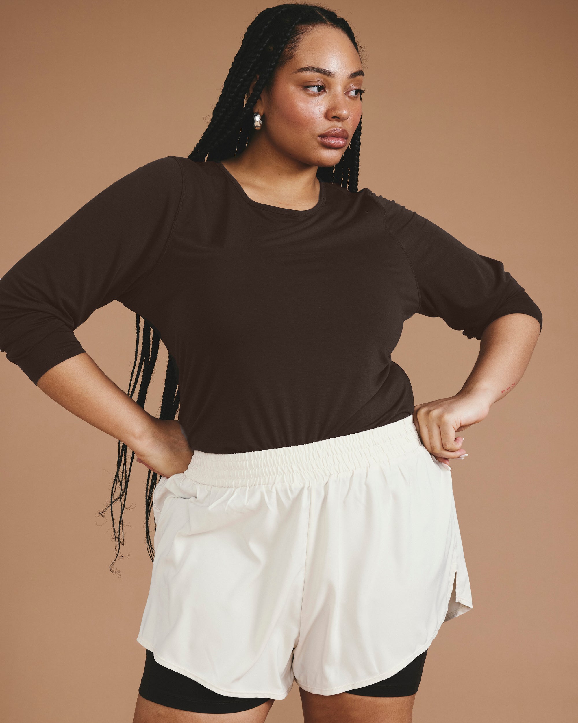 Mia Long Sleeve Movement Tee - Deep Brown | Plus Size & Straight Size Women's Fashion | Universal Standard