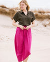 Sandy Short Sleeve Stretch Linen Blend Shirt - Camo | Plus Size & Straight Size Women's Fashion | Universal Standard