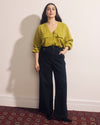 Cooling Stretch Cupro Button-Down Blouse - Twist of Lime