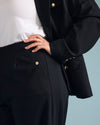 Audrey Tailored Ponte Pants - Black with Gold Buttons