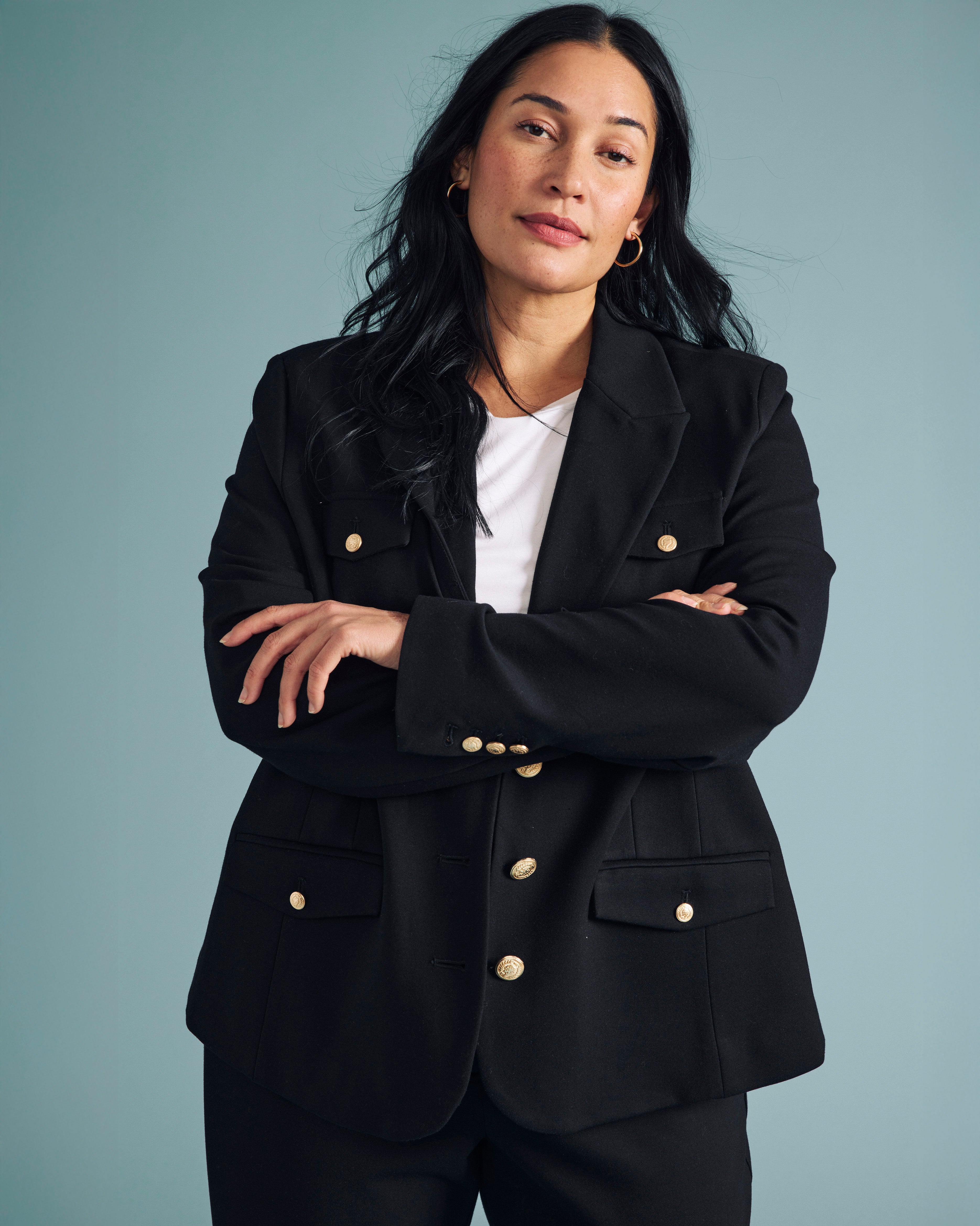 4 Pocket Ponte Blazer - Black with Gold Buttons – Universal Standard