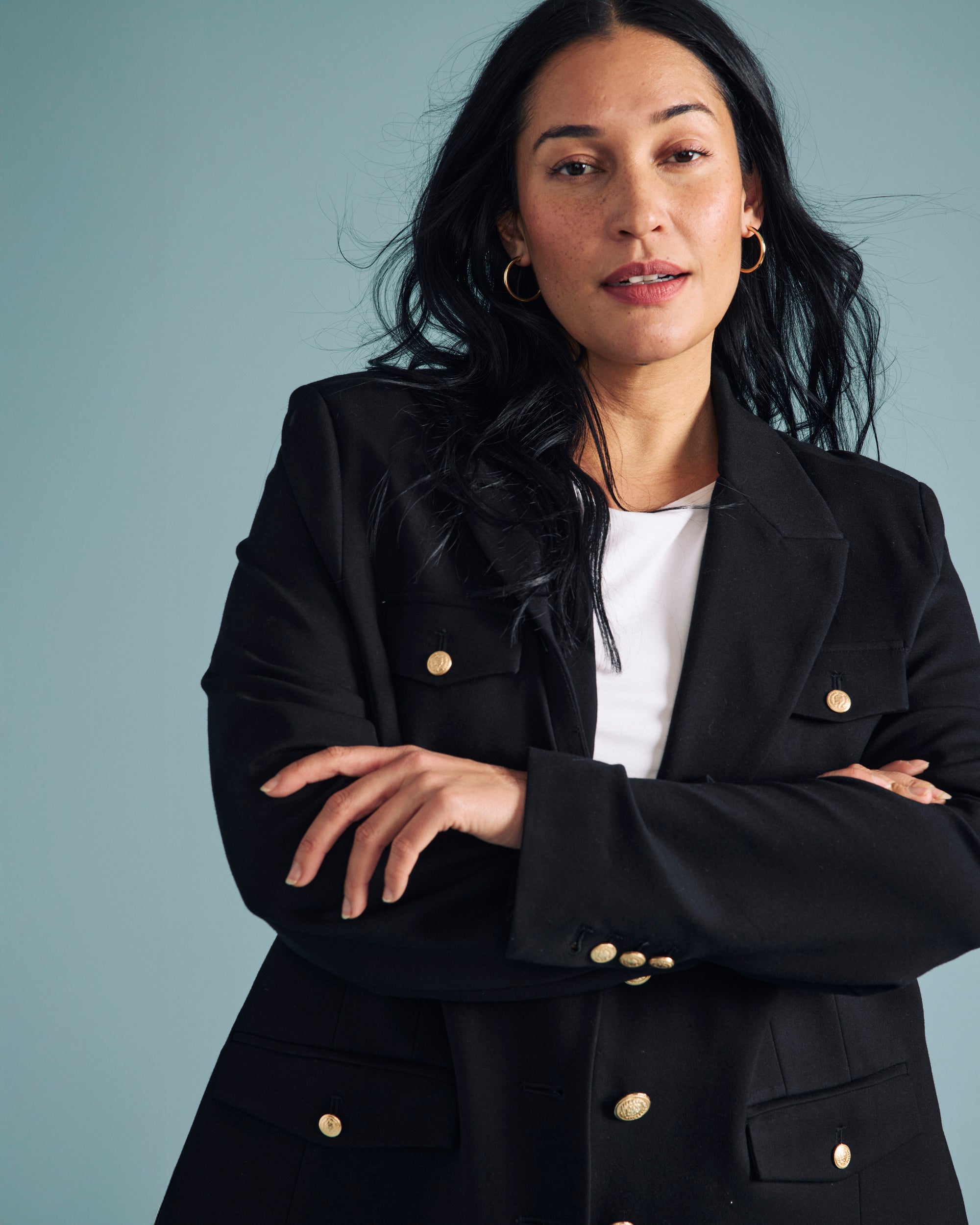 4 Pocket Ponte Blazer - Black with Gold Buttons