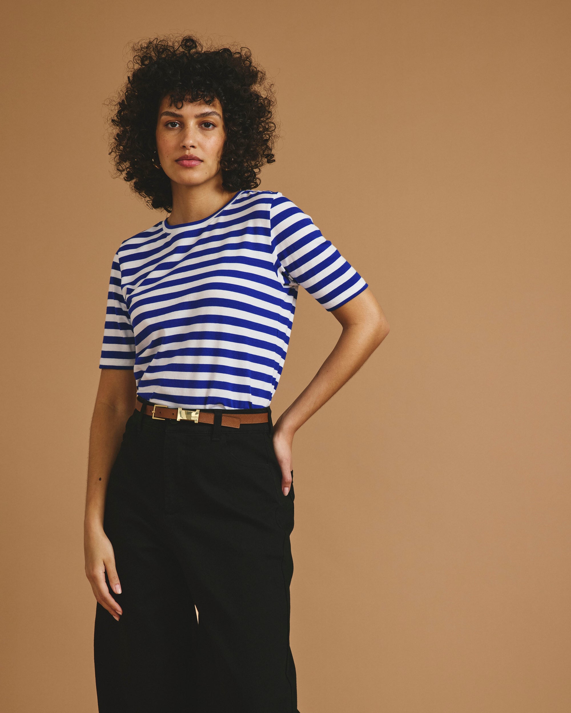 Maia Stovepipe Sleeve Tee - Hammersmith Blue/White Stripe | Plus Size & Straight Size Women's Fashion | Universal Standard