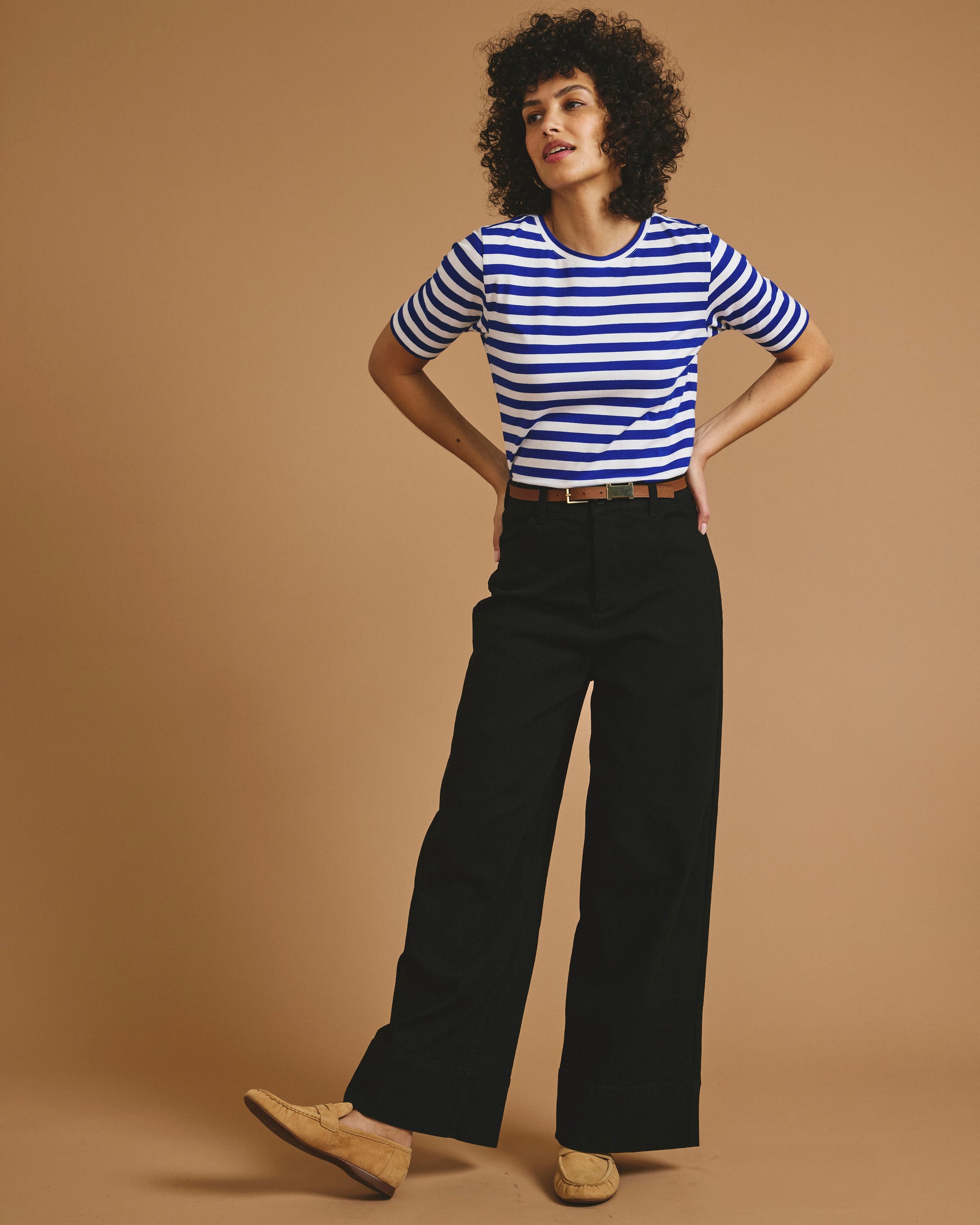 Maia Stovepipe Sleeve Tee - Hammersmith Blue/White Stripe | Plus Size & Straight Size Women's Fashion | Universal Standard