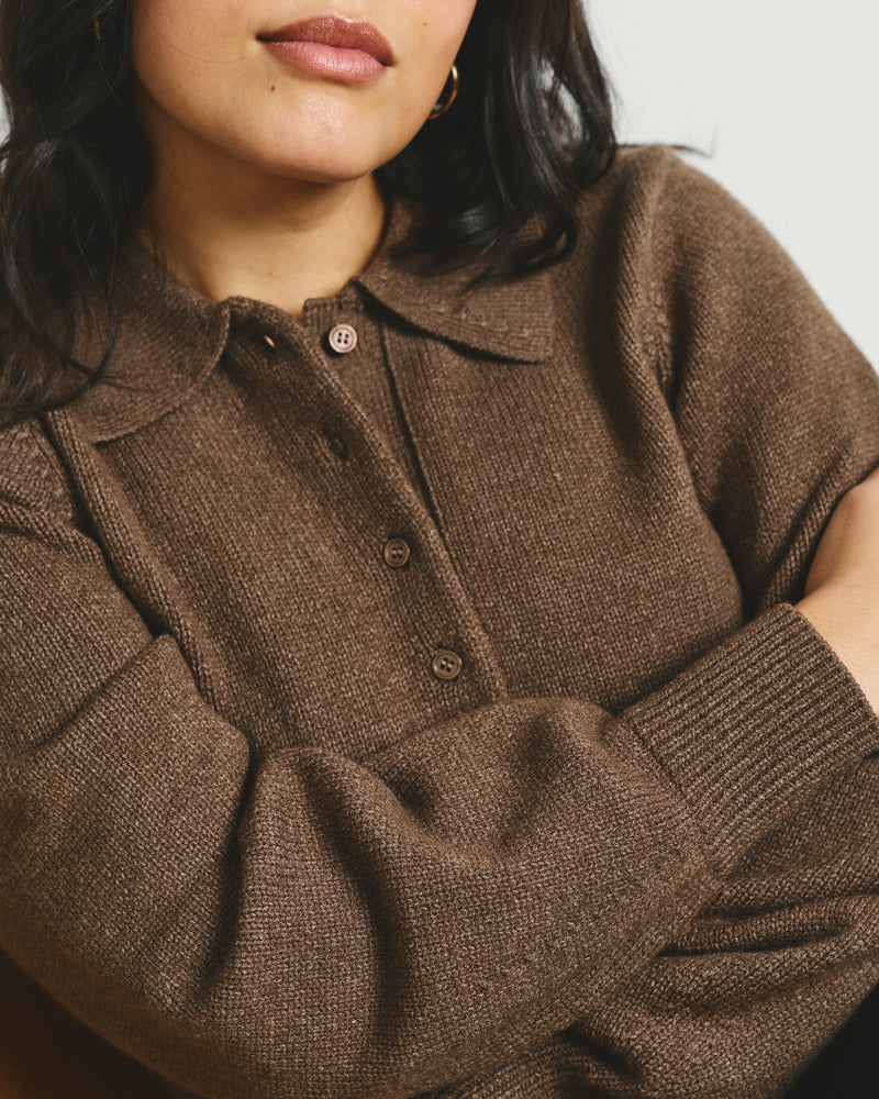 Soft Spun Polo Sweater - Winter Fawn