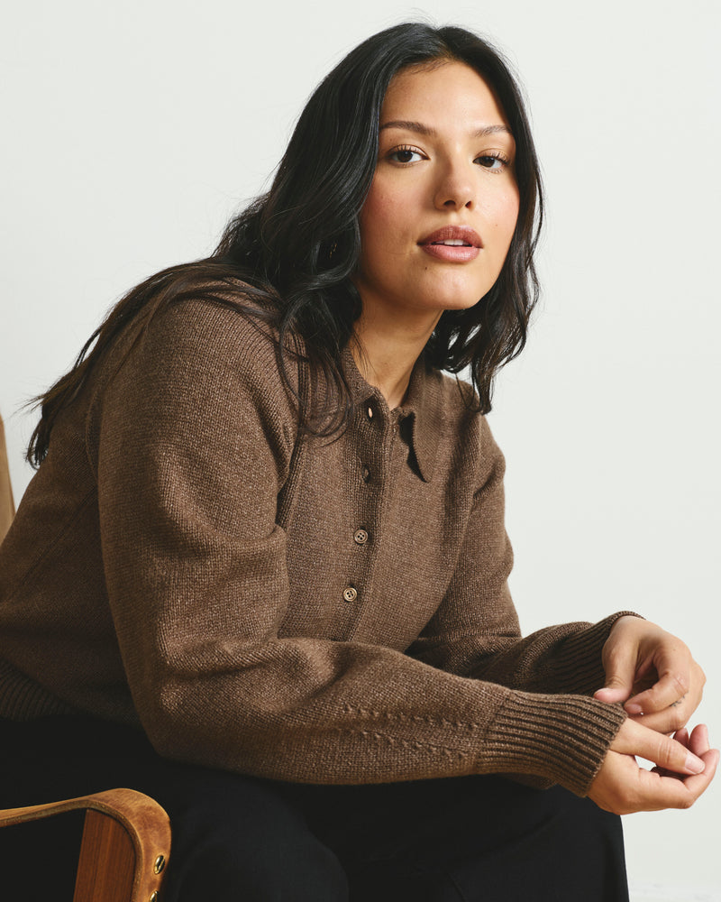 Soft Spun Polo Sweater - Winter Fawn