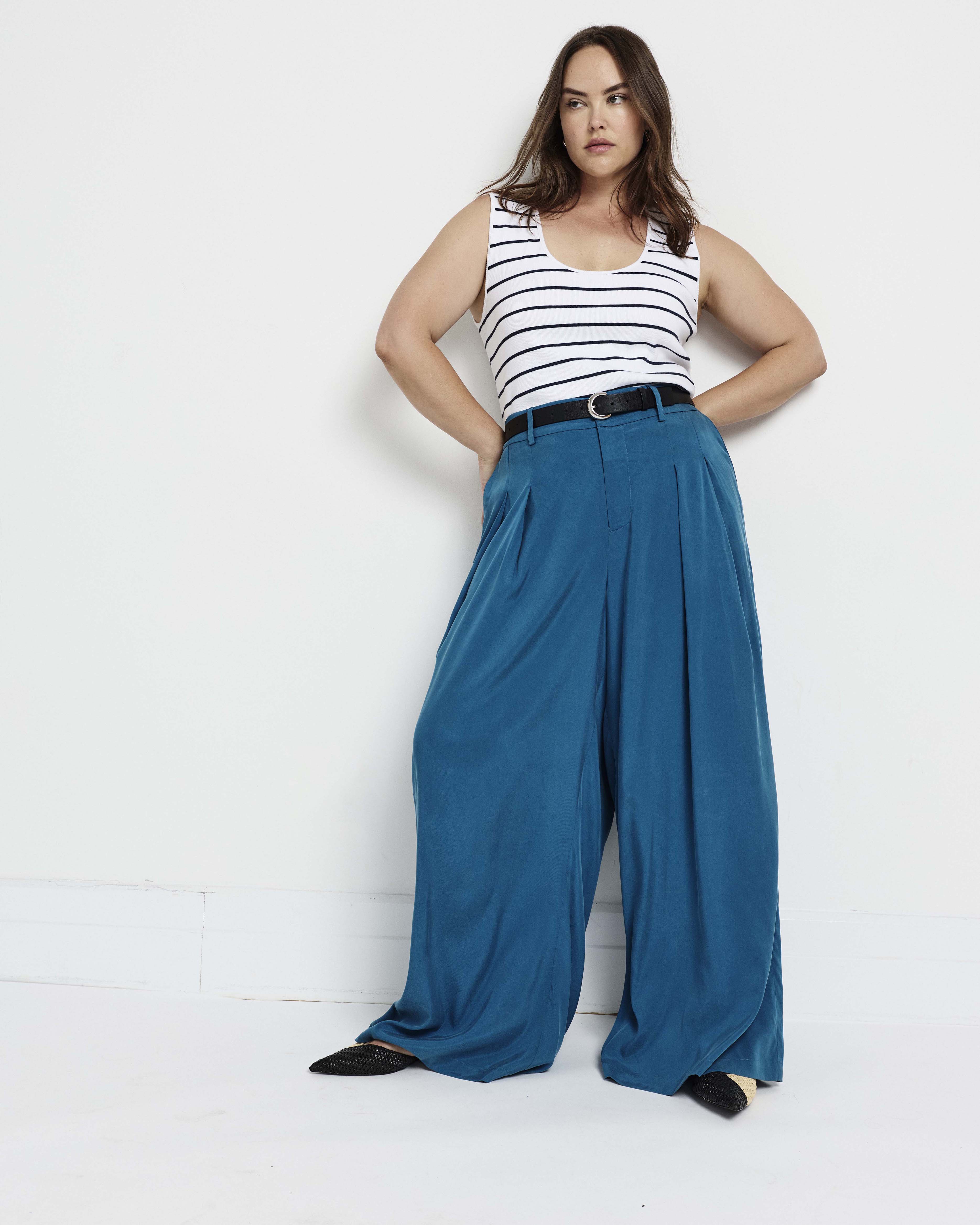 Palais Cooling Cupro Wide Leg Pant - Blue Beetle | Plus Size & Straight Size Women's Fashion | Universal Standard
