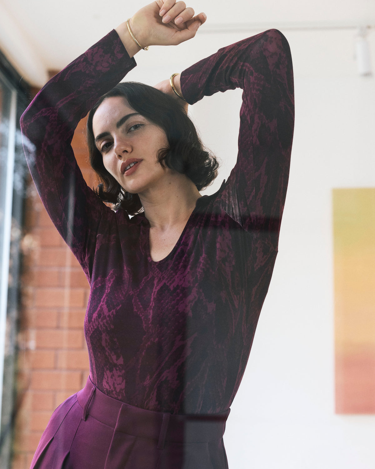 Katia Liquid Jersey Collared Top - Gamay Serpent Print | Plus Size & Straight Size Women's Fashion | Universal Standard