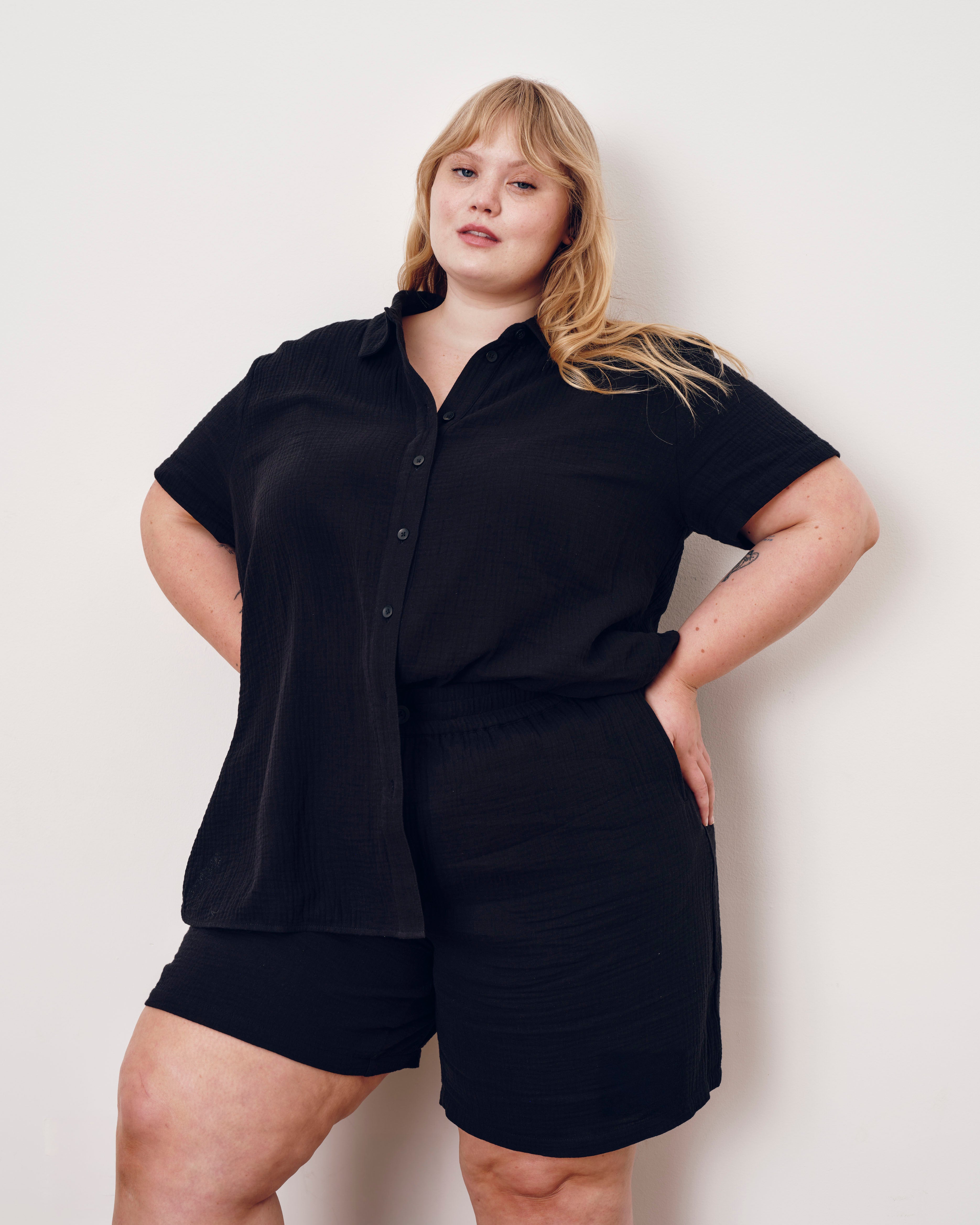 Luxe Cotton Gauze Beach Short - Black | Plus Size & Straight Size Women's Fashion | Universal Standard