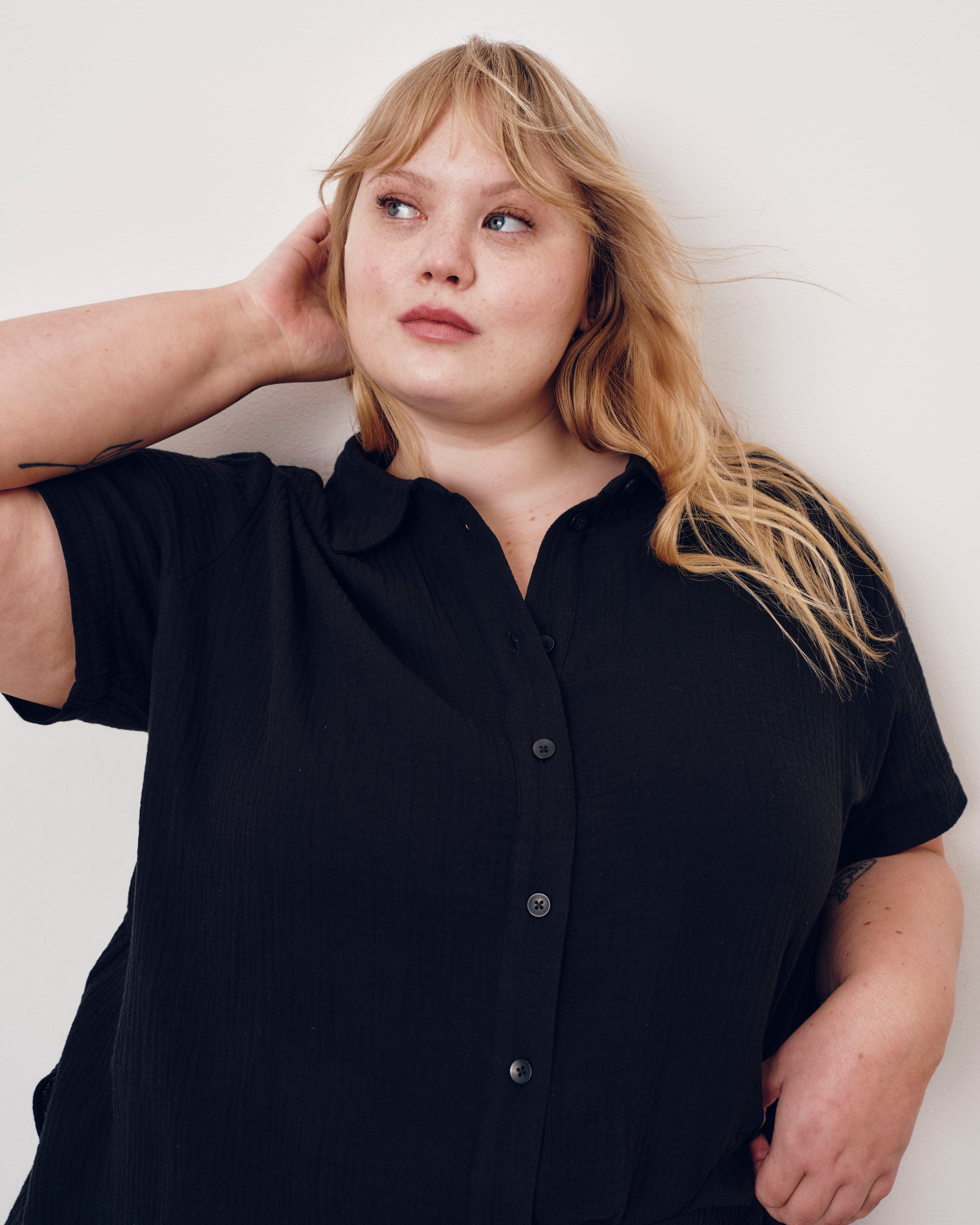 Luxe Cotton Gauze Beach Shirt - Black – Universal Standard