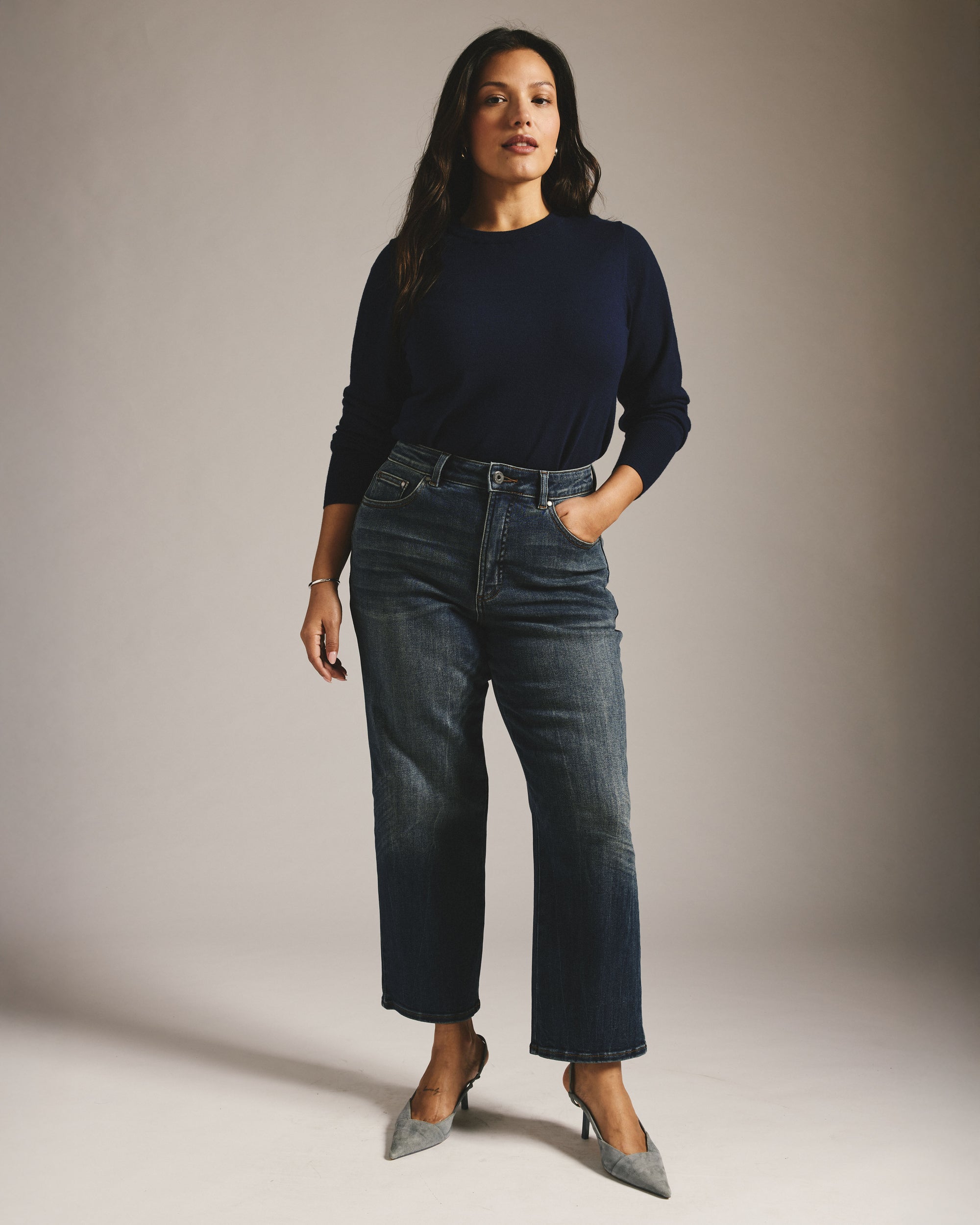 Donna High Rise Curve Straight Leg Jeans 27 Inch - Field of Dreams Indigo