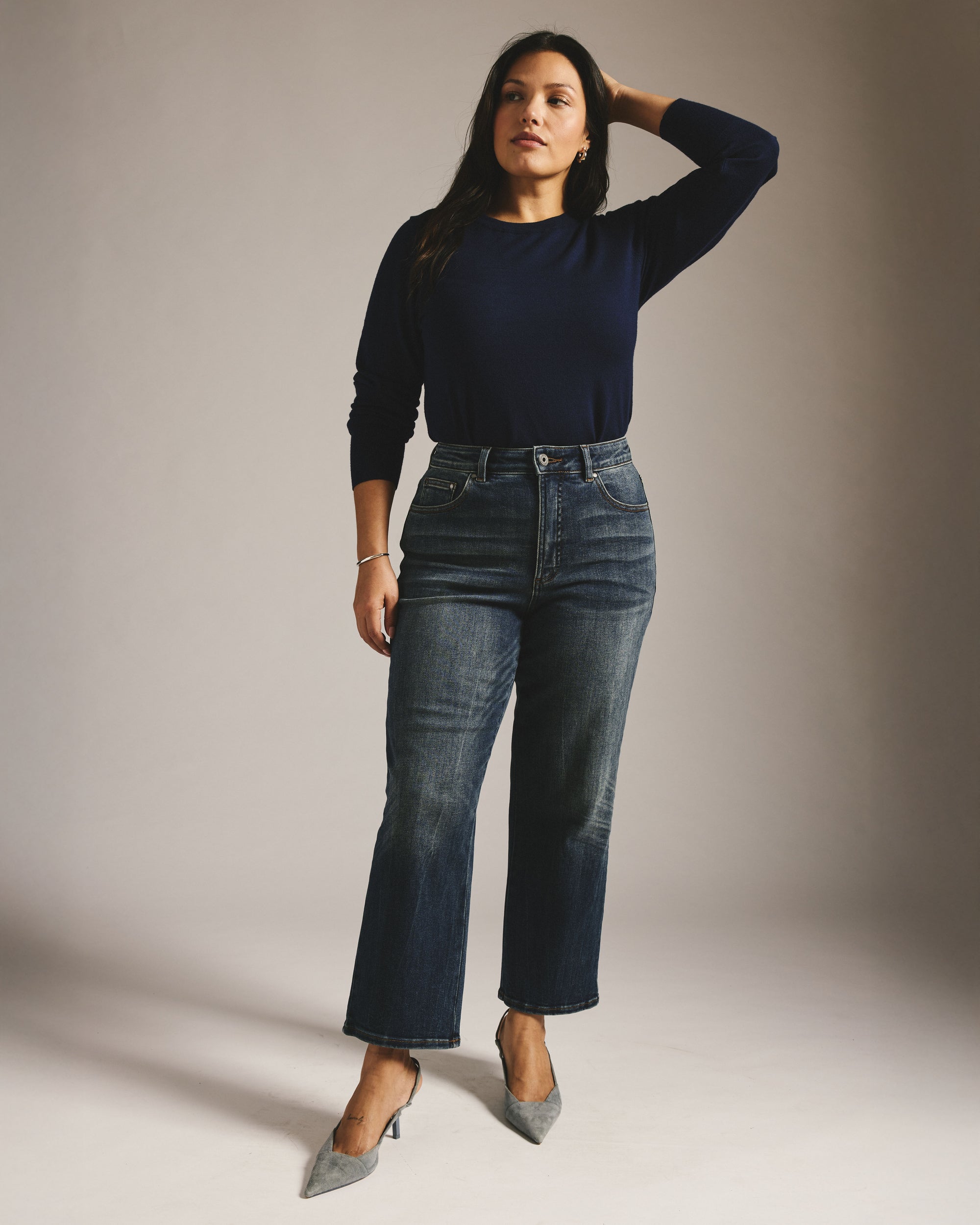 Donna High Rise Curve Straight Leg Jeans 27 Inch - Field of Dreams Indigo