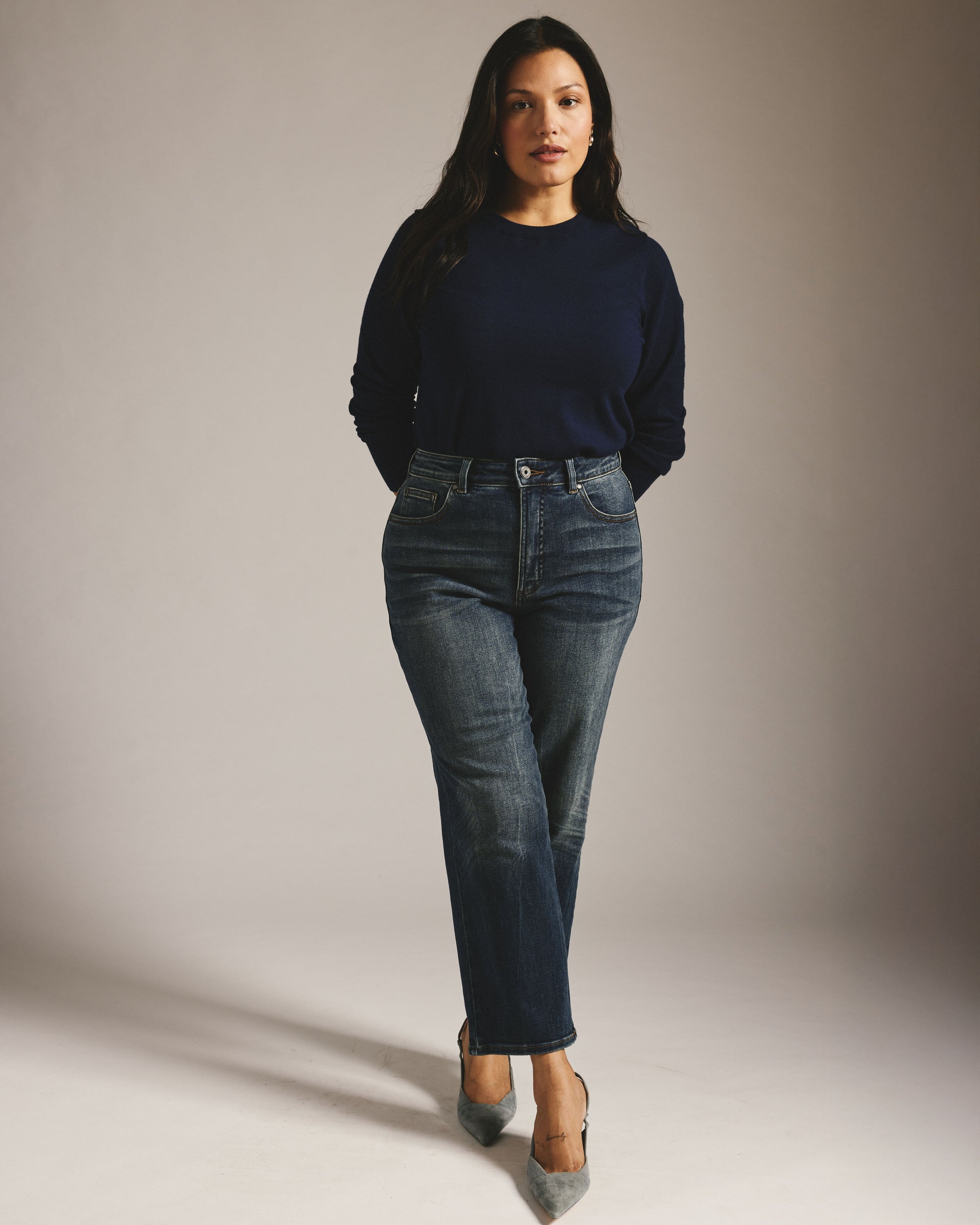 Donna High Rise Curve Straight Leg Jeans 27 Inch - Field of Dreams Indigo