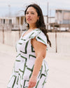 Victoria Linen Blend Dress - Green Paint Print | Plus Size & Straight Size Women's Fashion | Universal Standard