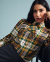 Janet Tie-Neck Cotton Poplin Shirt - Brown Plaid