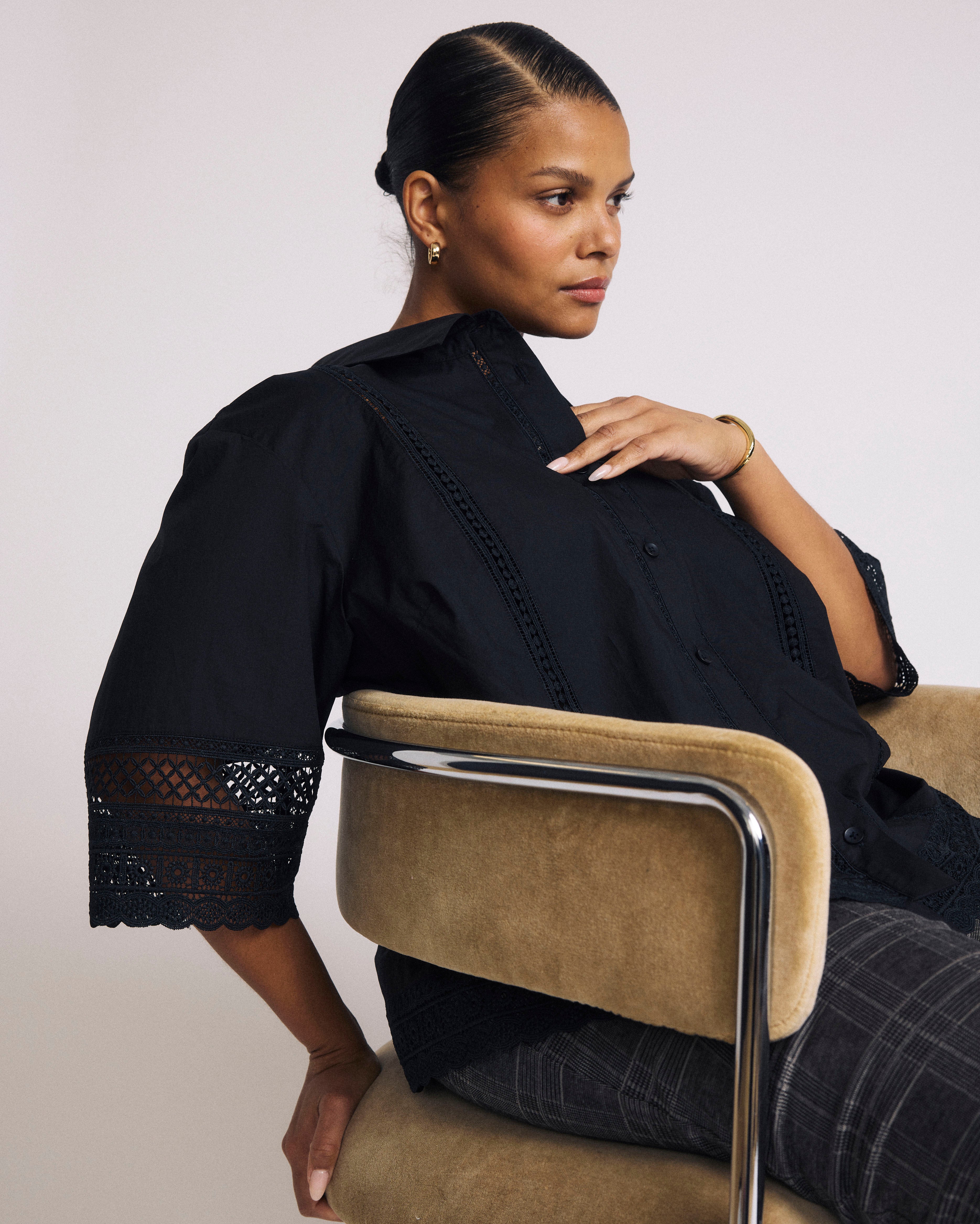 Dora Cotton Poplin Blouse - Black – Universal Standard