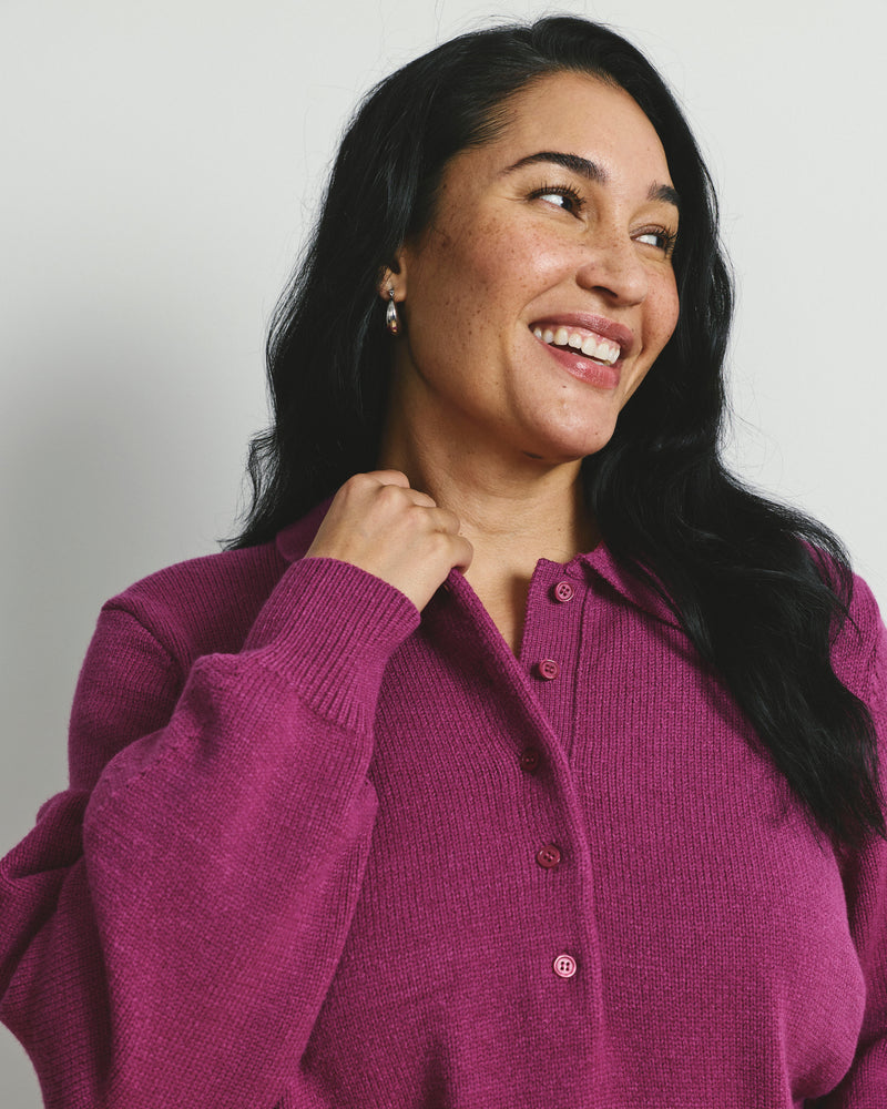 Soft Spun Polo Sweater - Rothko Purple