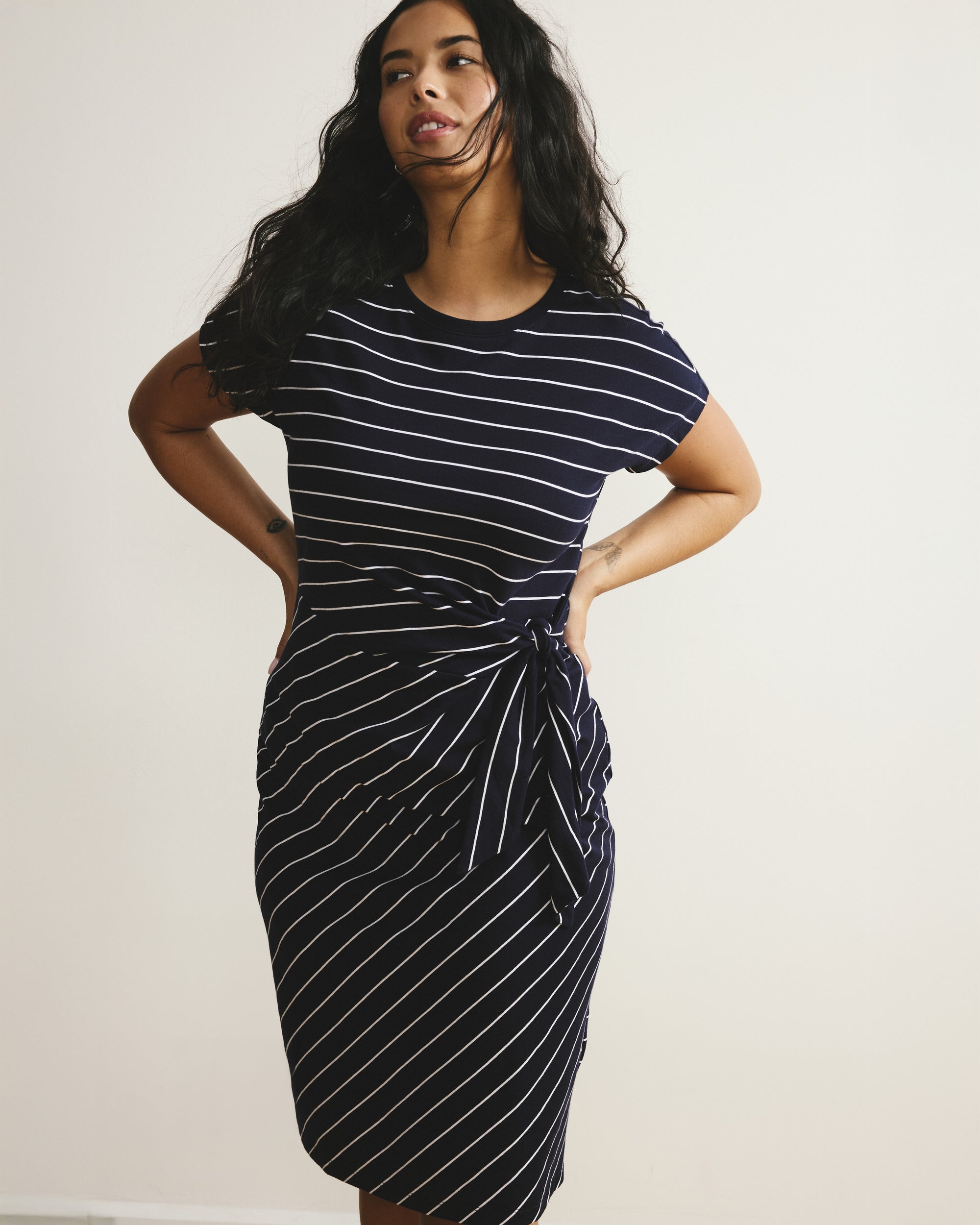 Universal Standard Plus Size Crescent Breton Stripe Knot Dress Universal Standard Plus Size Crescent Breton Stripe Knot Dress