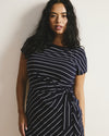 Crescent Breton Stripe Knot Dress - Navy Pinstripe
