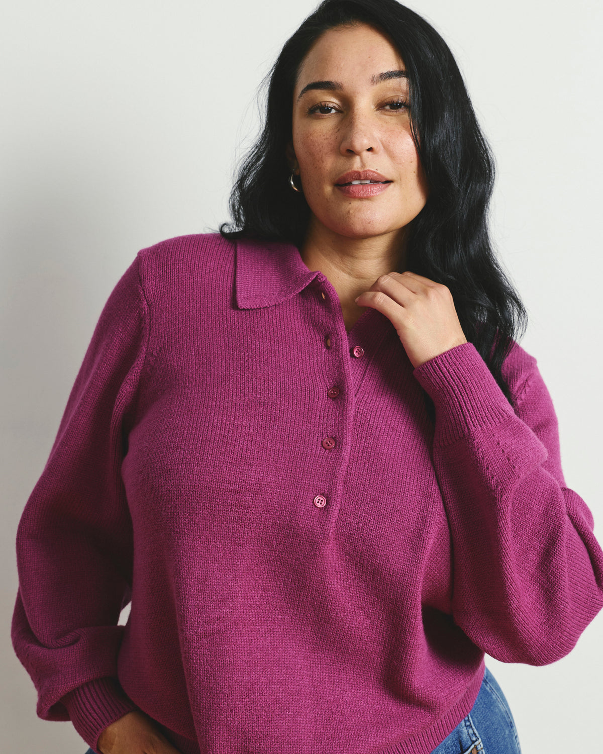 Soft Spun Polo Sweater - Rothko Purple