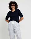 Sayville Linen Blend Drawstring Pant - Beach Stripe | Plus Size & Straight Size Women's Fashion | Universal Standard