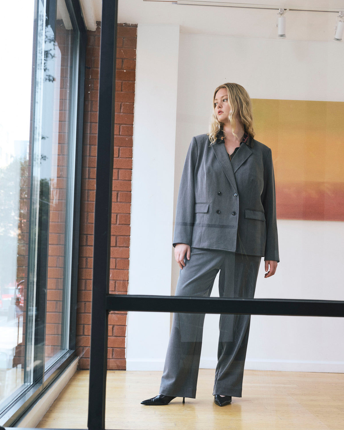 All Day Warren Double Breasted Blazer - Dark Gray Heather