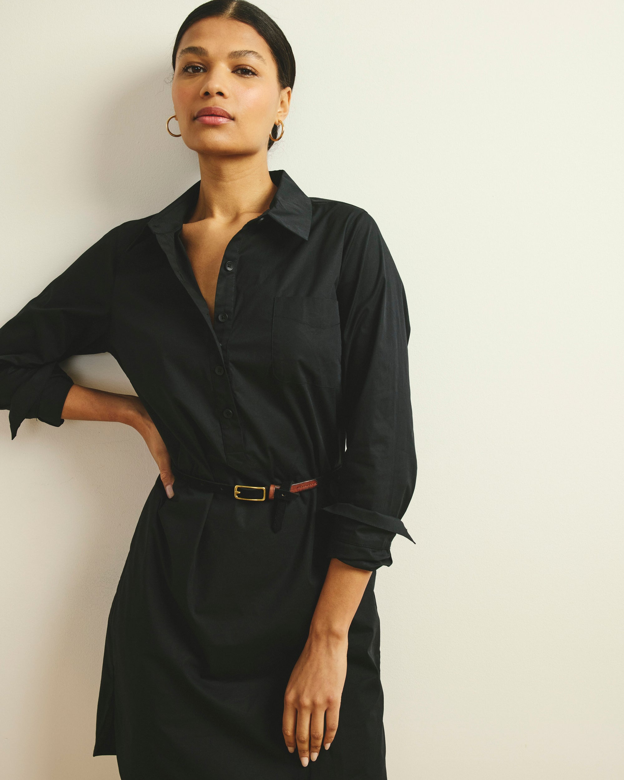 Stretch Poplin Rubicon Shirtdress - Black | Plus Size & Straight Size Women's Fashion | Universal Standard