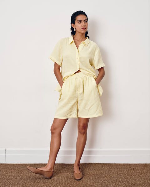 Luxe Cotton Gauze Beach Short - Pale Daffodil – Universal Standard