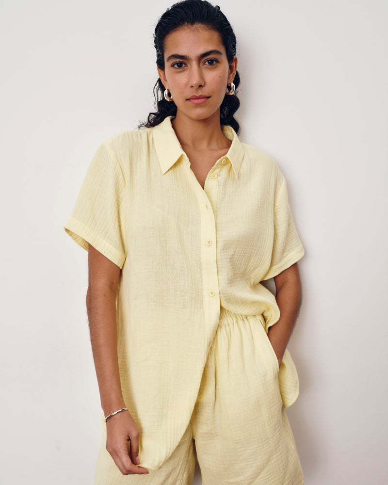 Luxe Cotton Gauze Beach Shirt - Pale Daffodil | Plus Size & Straight Size Women's Fashion | Universal Standard