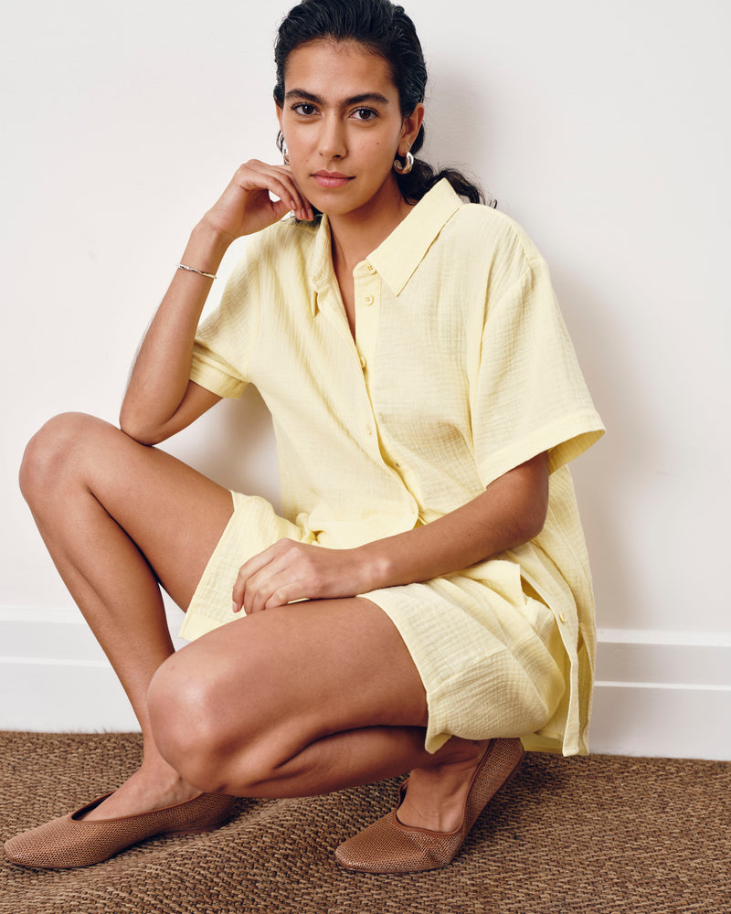 Luxe Cotton Gauze Beach Shirt - Pale Daffodil | Plus Size & Straight Size Women's Fashion | Universal Standard