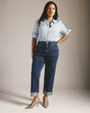 Stevie High Rise Cuffed Straight Leg Jeans - Odeon Blue