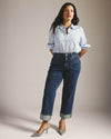 Stevie High Rise Cuffed Straight Leg Jeans - Odeon Blue