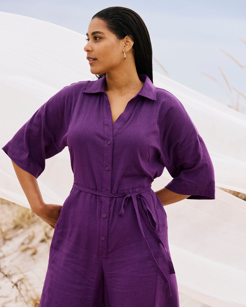 Maggie Barrel Leg Linen Jumpsuit - Dreamy Purple | Plus Size & Straight Size Women's Fashion | Universal Standard