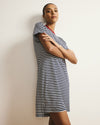 Garcon Tee Dress - Navy/White Stripe with Garnet Trim