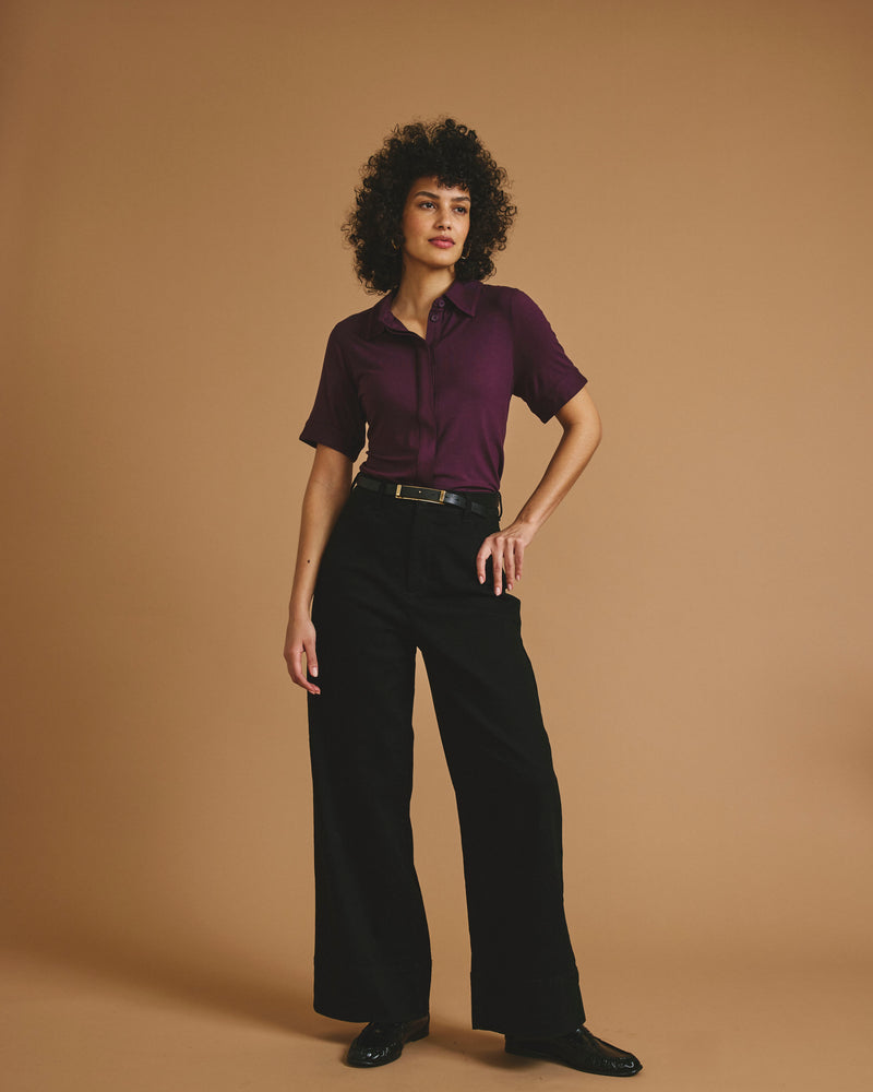 Chelsea Liquid Jersey Short Sleeve Shirt - Acai | Plus Size & Straight Size Women's Fashion | Universal Standard