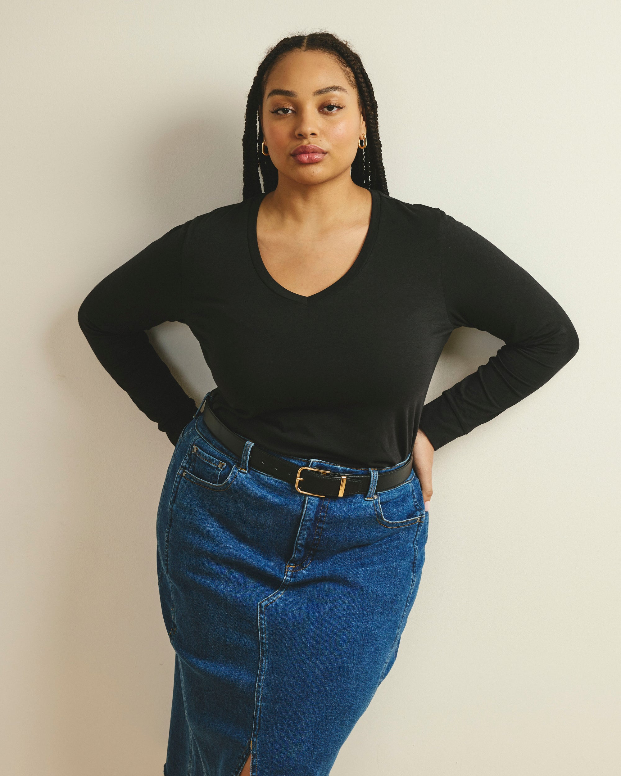 Long Sleeve V Rex - Black | Plus Size & Straight Size Women's Fashion | Universal Standard
